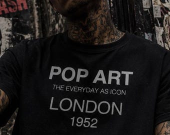 Pop Art London 1952 Vintage Wash Boxy T-Shirt | Swiss Typography Graphic Tee | Minimalist Art History Shirt | Heavyweight Unisex Streetwear