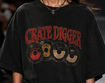 Crate Digger Vintage Hip Hop T-Shirt, Retro Vinyl Collector Streetwear Tee