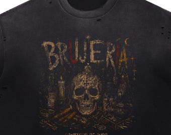 Cuban Merch, Vintage Havana Skull Graphic Tee | Washed Black Streetwear Shirt