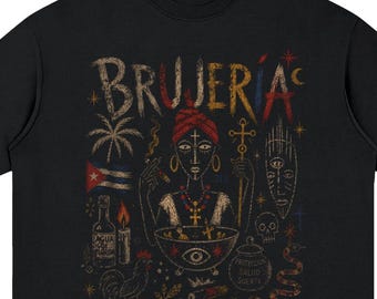 Vintage Brujería Folk Art T-Shirt | Afro-Cuban Spiritual Streetwear Graphic Tee