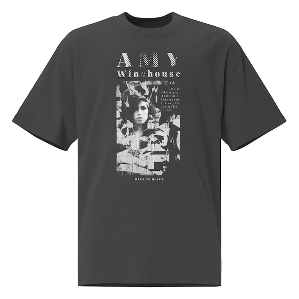 Amy Winehouse Tee T-shirt vintage de son hit Back to Black T-shirt. T-shirt oversize délavé