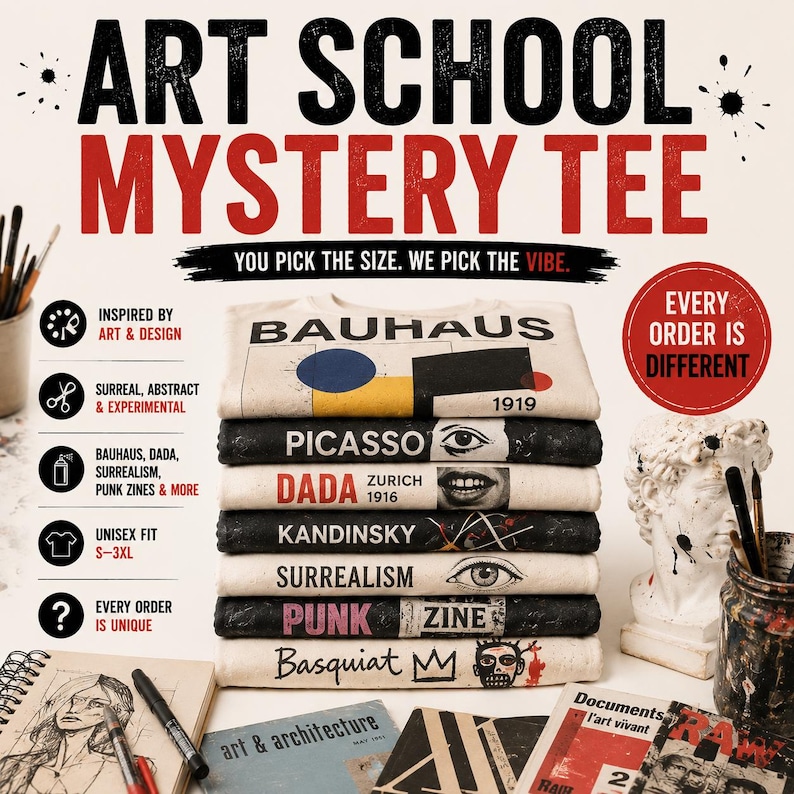 Mystery Tee Art School edition | Bauhaus, Dada, Surrealism Inspired Graphic T-Shirt (Unisex S-3XL) image 2