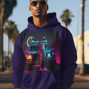 Neon Hip Hop Rapper Night Sky 16 PNG Set - Urban Theme Night Sky Moon