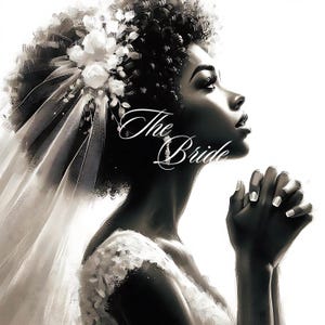 African American Bride in Wedding Dress Digital Art Print - High-Quality 6 PNG Images - Instant Download for Wedding Decor & Gifts