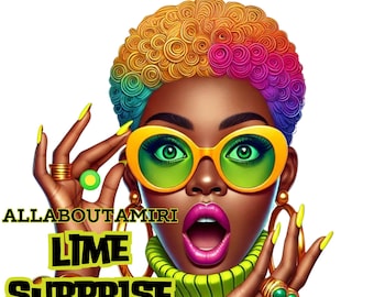 Surprised Lime Women 75 PNG Images Use for Sublimation Tumblers Mugs Coasters