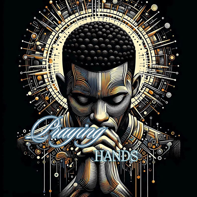 African American Praying Hands Art: Sublimation PNG (Digital Download) image 1