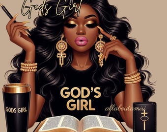 Christliche afroamerikanische Frauen Kunst - But God & Gods Girl - 21 PNG Digital Download - Inspirierende Wanddekor Sublimationsbecher Tassen