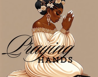 African American Women in Prayer Clipart Set | Spiritual Inspirational Images for Sublimation, Planners Gifts 23 PNG