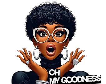 Oh No! Surprised African American Woman Digital Art - Perfect for Sublimation Craft Projects -Set of 24 PNG Images
