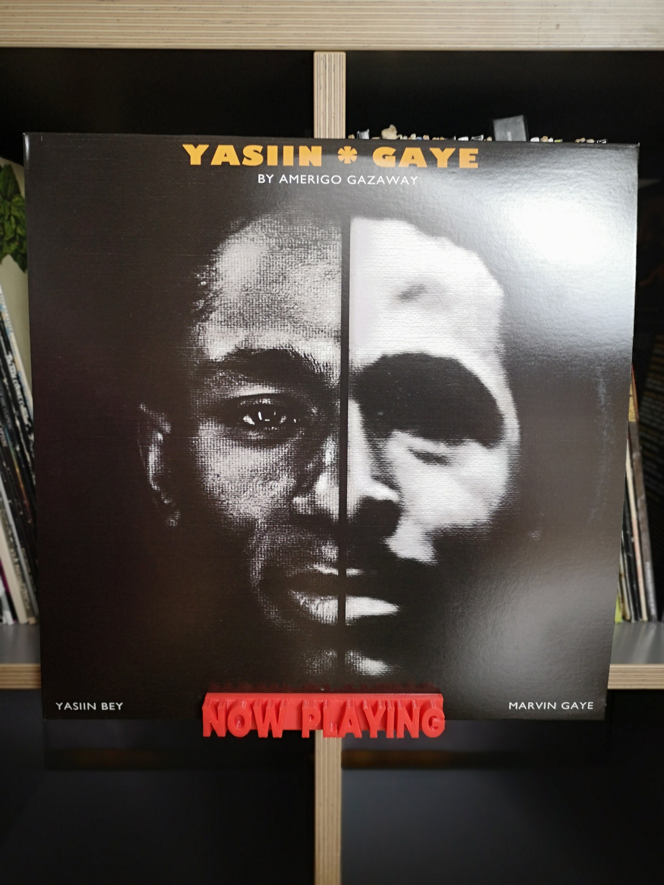 Large Now Spinning wall mounted vinyl record display shelf — No Time