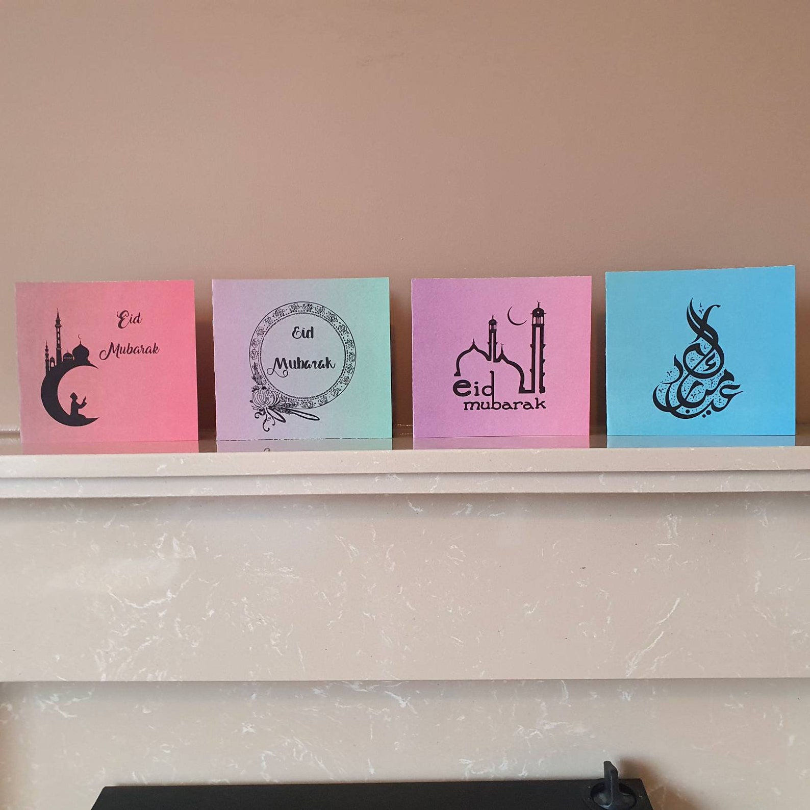 ombre eid cards 4 pack personalised cards ramadan eid etsy