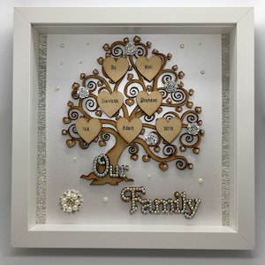 Personlised Gem Family Tree Frame, 25cmx 25cm Frame, Personalised Christmas Gift