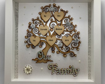 Personlised Gem Family Tree Frame, 25cmx 25cm Frame, Personalised Christmas Gift