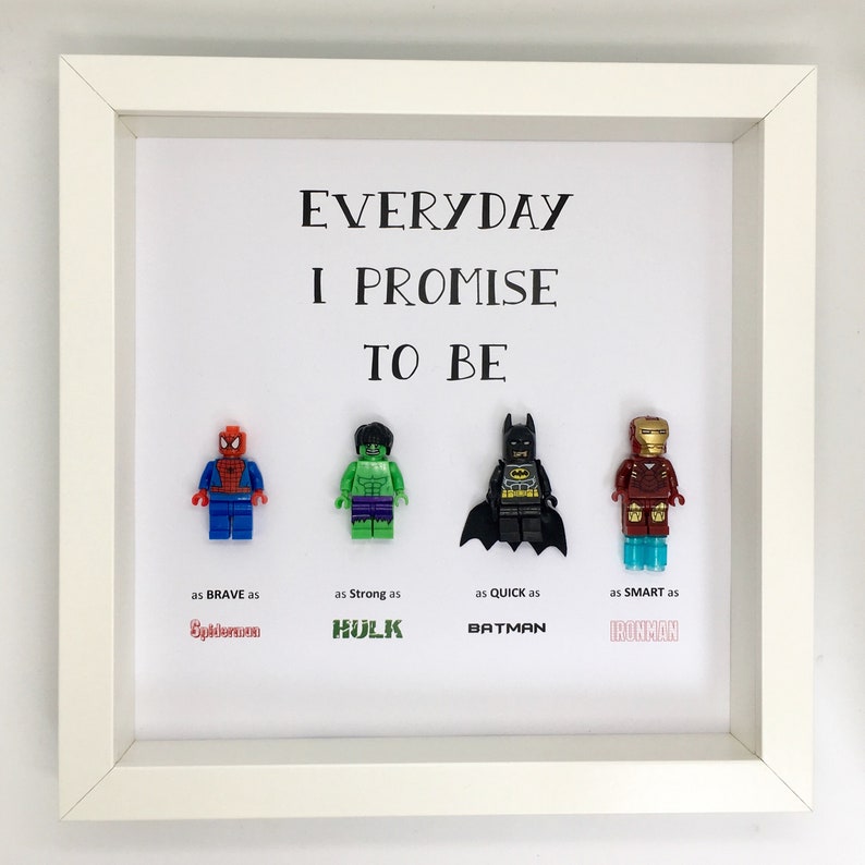 Personalised Lego Marvel Dc Superhero Frame Boys Gift Kids 3d Box