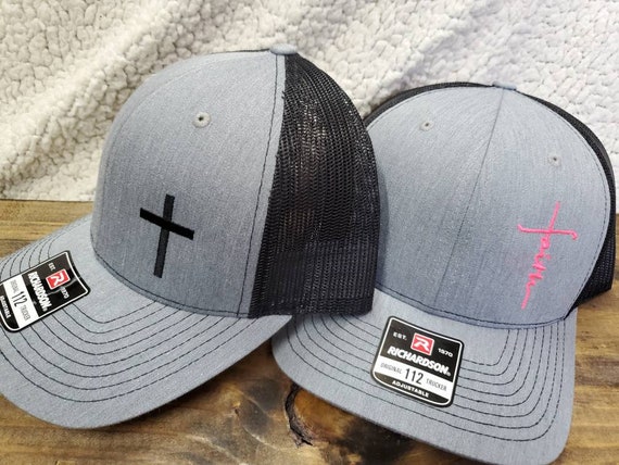 Custom Trucker Hat Richardson Cross with Thorns Embroidery Church Name Cotton Custom Trucker Hat Richardson Cross with Thorns Embroidery Church Name Cotton