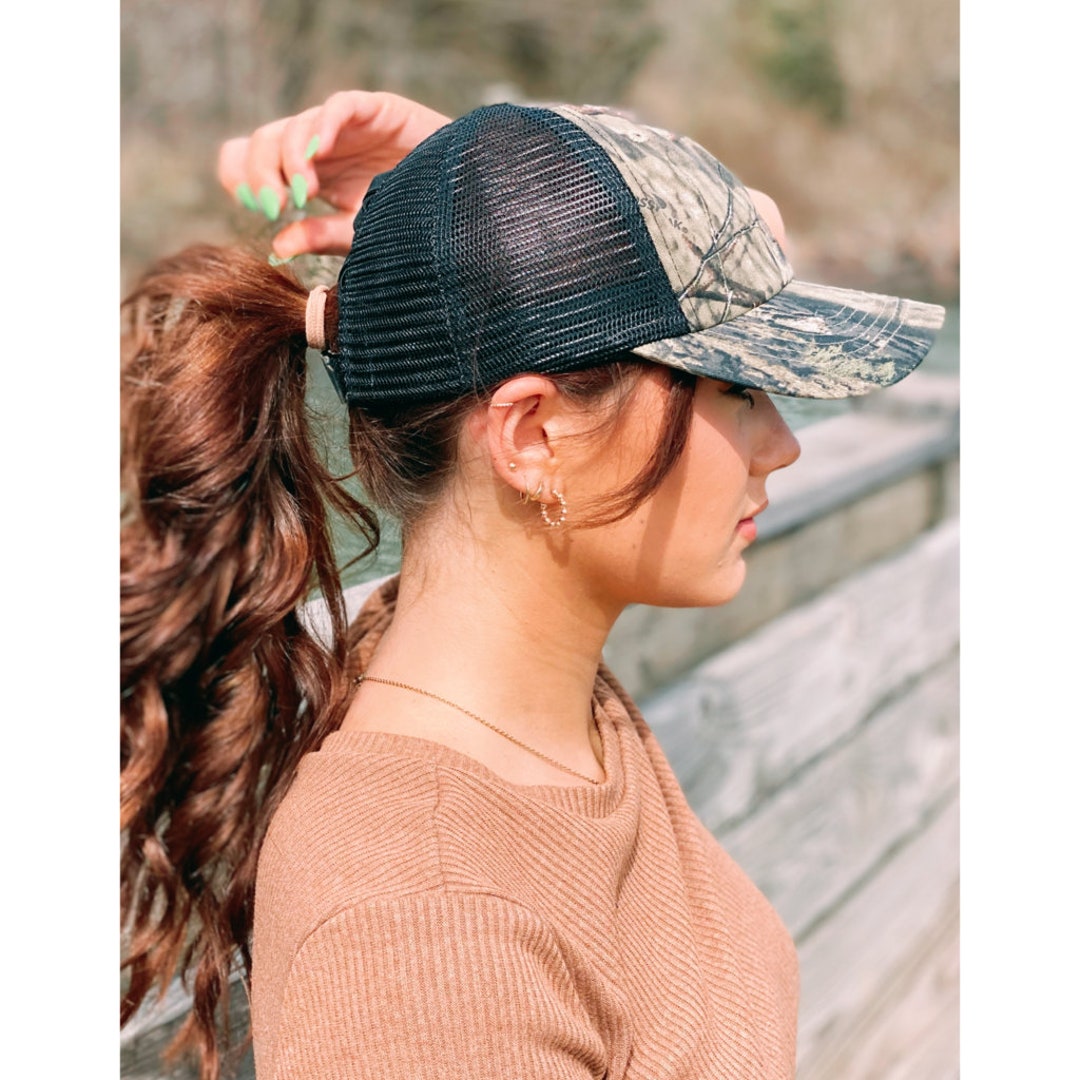 C.C Mossy Oak Mini Break up Camo Criss Cross Hat, Custom