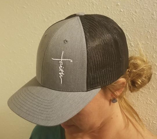 Custom Trucker Hat Richardson Cross with Thorns Embroidery Church Name Cotton Custom Trucker Hat Richardson Cross with Thorns Embroidery Church Name Cotton