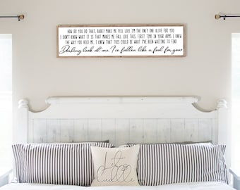 Custom Song Lyrics Sign | Wedding Song Lyric Sign | Master Bedroom Wall Decor | Above Bed Decor | Wedding or Anniversary Gift | Christmas