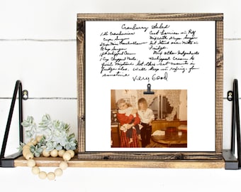 Handwritten Recipe Canvas Frame with Photo Option Add-On