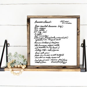 Handwritten Recipe Sign | Handwritten Recipe Gift | Custom Handwriting Sign | Framed Canvas Recipe Sign | Recipe Decor | Recipe Wall Hanging