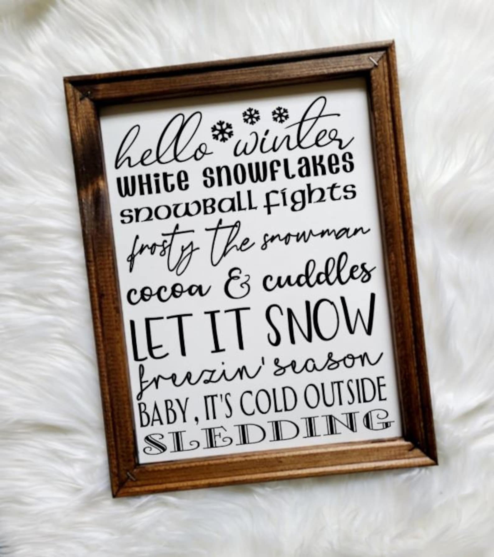 Hello Winter Sign Winter Decor Rustic Winter Sign Winter Etsy