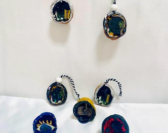 End of Line-Set of 7 Handcrafted Gothic Walnut Shell Diorama Decorations