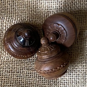 3 Miniature Wooden Urns