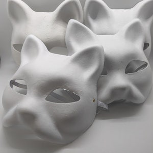 Two Blank/plain Paper Mache Cat/fox Masks With Mesh. Now Includes