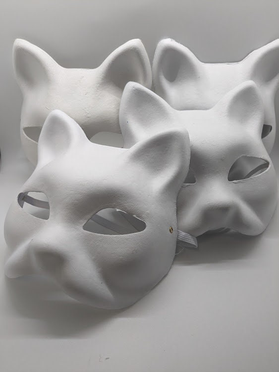  Toyvian 20 Pcs Cat Face Mask Therian Mask Costume Masks Cat  Masquerade Mask Kids Cat Mask Diy White Mask Cat Cosplay Blank Mask Diy Mask  Dress for Kids Halloween Animal Paper