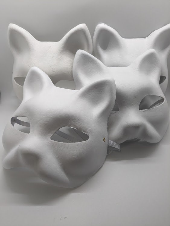 5pcs therian mask masquerade masks for paper blank mask Blank Cat Masks