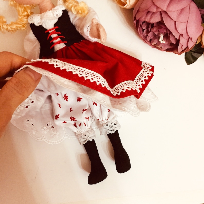PDF Doll Sewing Pattern Little doll red vintage style instant download cloth doll pattern