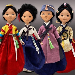 Woman Hanbok doll, Korean Traditional dress, Doll Pattern, PDF