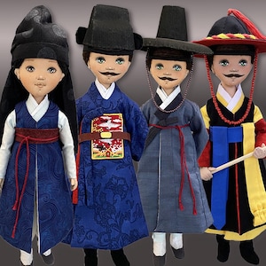 Muñeco Hanbok para hombre, traje tradicional coreano, patrón de muñeco, PDF