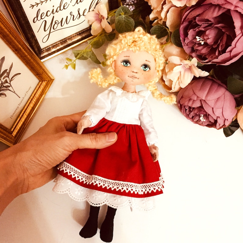 PDF Doll Sewing Pattern Little doll red vintage style instant download cloth doll pattern