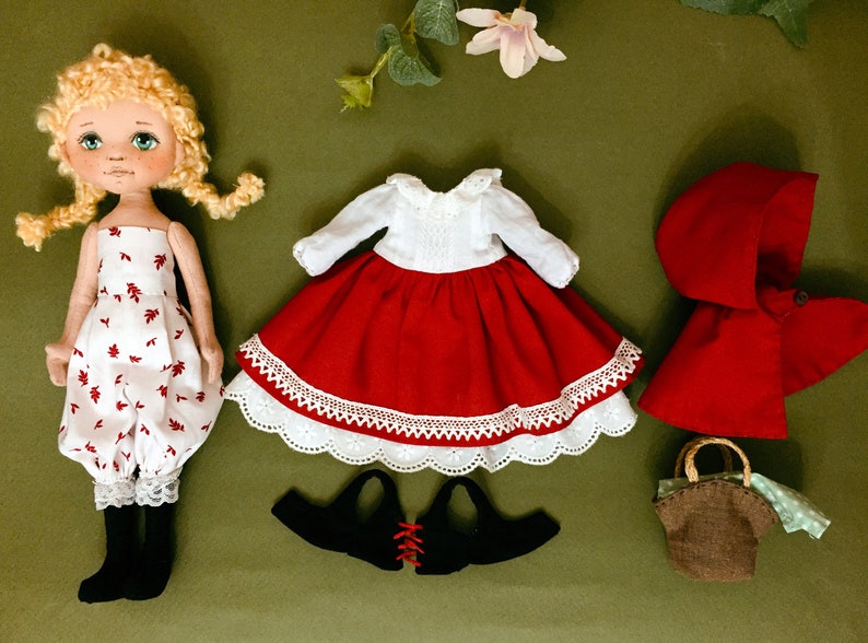 PDF Doll Sewing Pattern Little doll red vintage style instant download cloth doll pattern