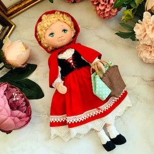 25cm doll Little red, Cloth doll pattern