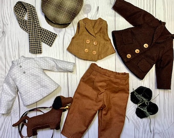 Doll Pattern, Cloth Doll Pattern, PDF Pattern, 33cm Doll Clothes, Vintage City Boy Clothes,Dress-up