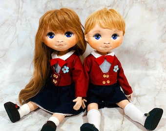 PDF Doll Sewing Pattern / 43cm doll Couple / vintage style /instant download /cloth doll pattern