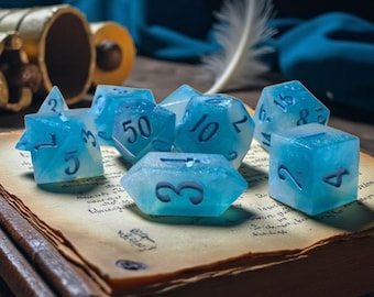 Soft Celestial Spheres Dice Set - Sharp Edge RPG Polyhedral Dice for Dungeons & Dragons, Pathfinder, and TTRPGs