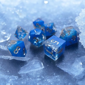 Blue Ice - Fusion Shards, dice set, Sharp Edge Dice set, RPG Dice Set