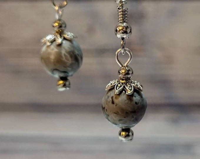 TIC, Homemade collection, Matte Picasso Jasper Stone, 1 pair of earrings