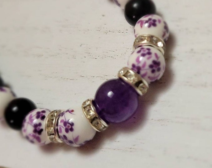 Purple Vibes, Ceramic Bracelet, Handmade Jewelry
