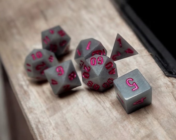 The Dusty Rose, Dice Set, Sharp Edge Dice set, RPG Dice Set