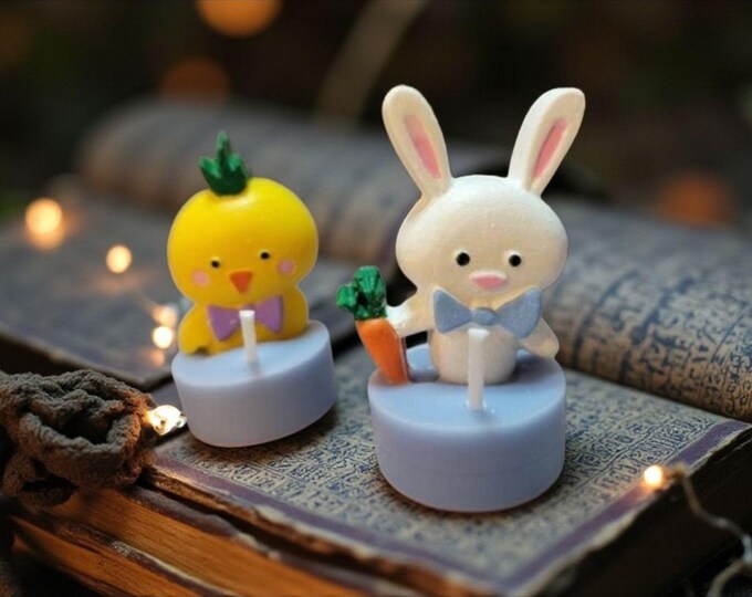 Easter Tea Light Candles -  Set of 6 Pastel Tealights for Spring Decor, Basket Stuffers & Party Favors