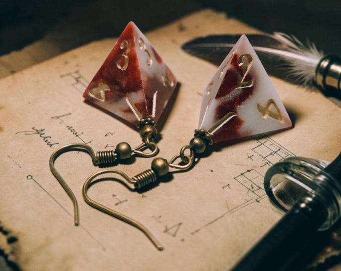 Relics of Casting | Handmade D&D Dice Earrings | Resin Polyhedral Dice Jewelry | RPG Gamer Gift | Fantasy Earrings | Tabletop Gaming