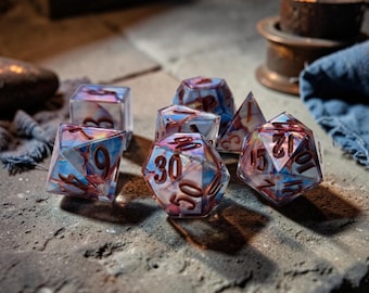New*The Opaline Archive: Hollow Cathedral | Sharp Edge Resin Dice Set | Opal Core DnD Dice | Handmade RPG Dice | Moonveil Relics