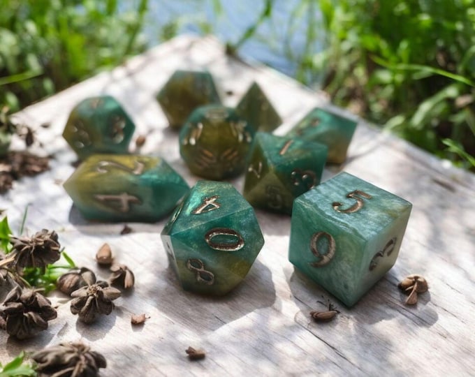Woodland Seeds, dice set, Sharp Edge Dice set, RPG Dice Set