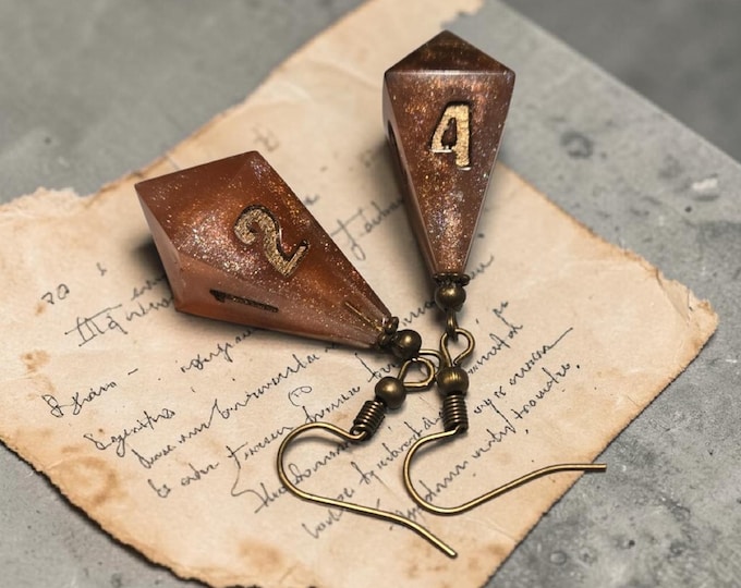 Relics of Casting | Handmade D&D Dice Earrings | Resin Polyhedral Dice Jewelry | RPG Gamer Gift | Fantasy Earrings | Tabletop Gaming