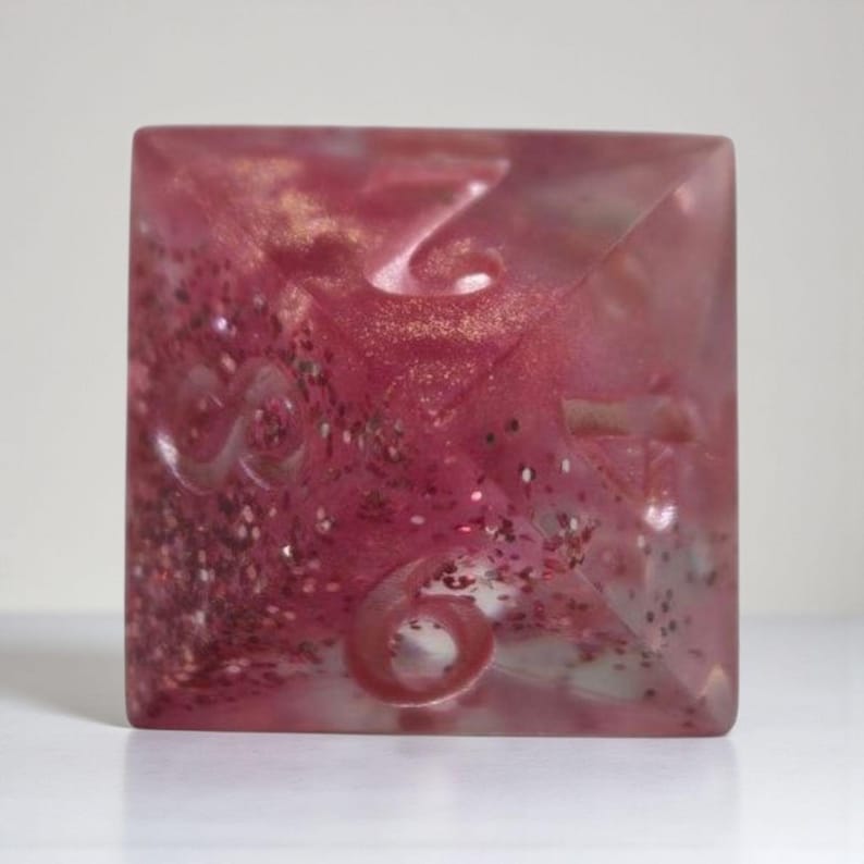 Heart of the Veil RPG Dice Set - Pink Glitter Sharp Edge Resin Polyhedral Dice image 4