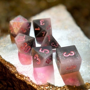 Glimmering Ashen Bloom Dice Set: Sharp Edge RPG Dice